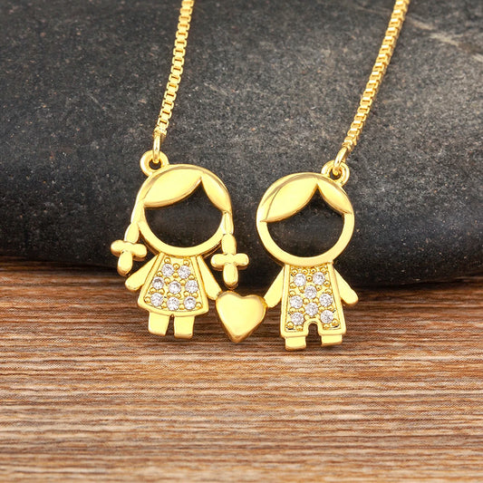 Nidin-collar con colgante de corazón de circonita cúbica para parejas, gran oferta, amor familiar, mamá, papá, hijo, hija, niña, niño, regalo de joyería al por mayor