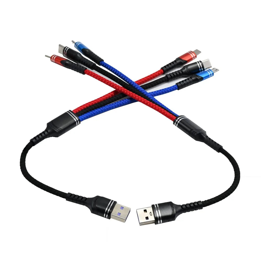 30cm short 3 In 1 USB Cable Short Micro USB Type C Cable