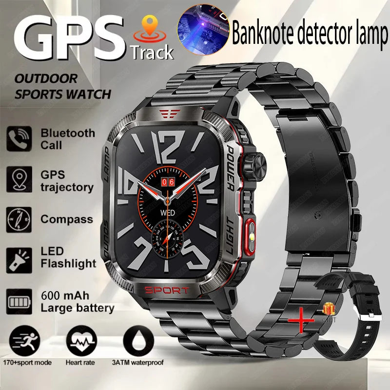 2024 New Military Outdoor Sport Smart Watch Men's 600 mAh Battery Waterproof GPS Track Call For Xiaomi Health Fitness Smartwatch