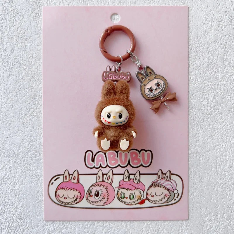New Labubu Doll Vinyl Mobile Pendant Keychain Handmade DIY Car Pendant Christmas Gift