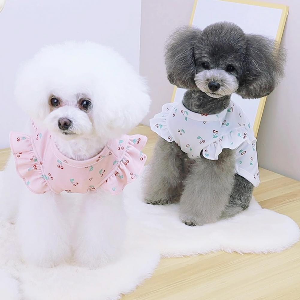 Dog Shirt Pet T-shirt Round Neck Lovely Printed Outfit Summer Puppy Two-legged Clothes Dog Clothing