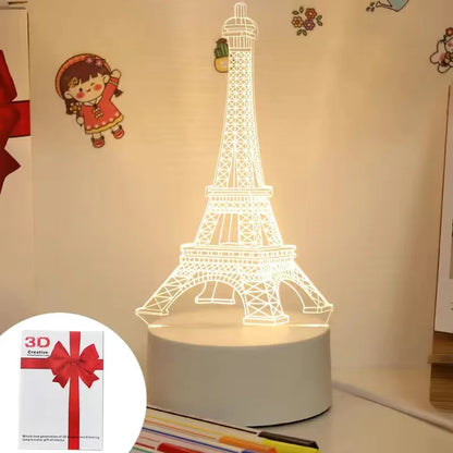 3D Eiffel Tower Ferris wheel castle Home Decoration USB Night light Girlfriend Birthday Gift Valentine's Day Christmas Ornament