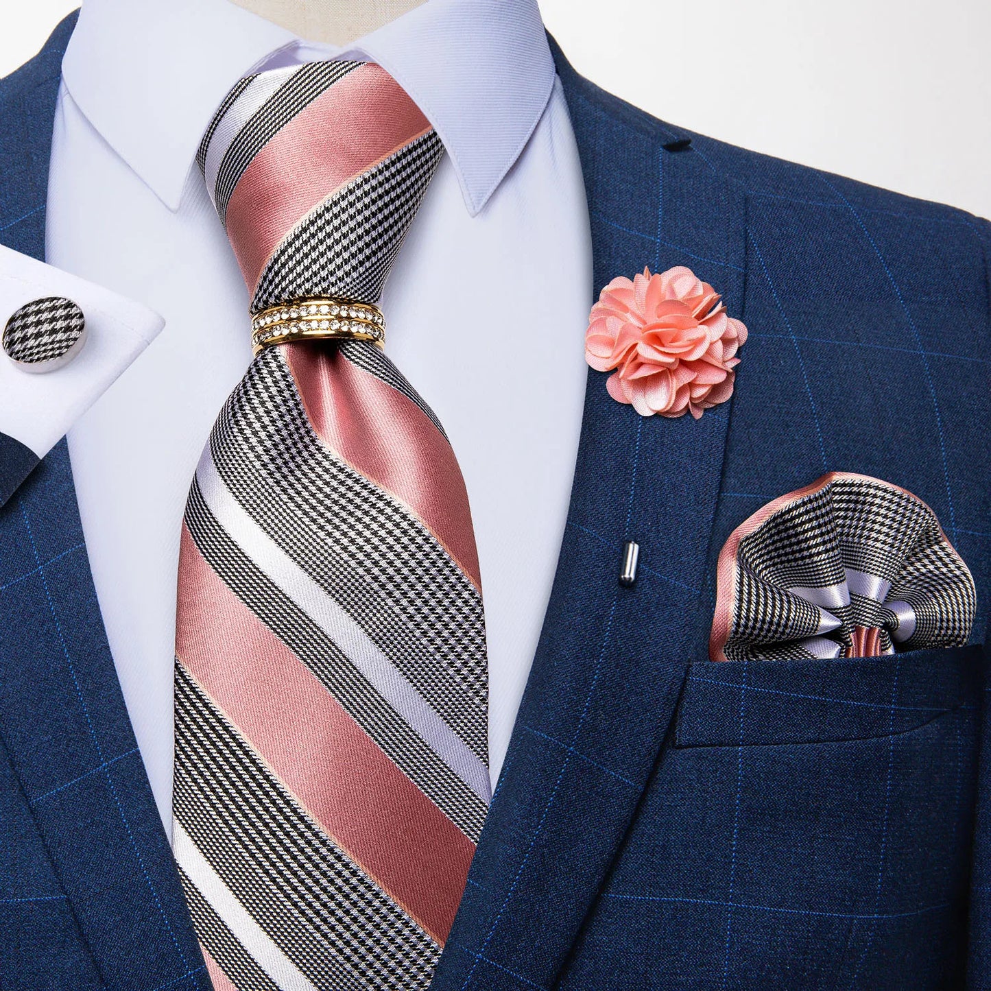 Men's Ties Handkerchief Cufflinks Metal Ring Brooch..