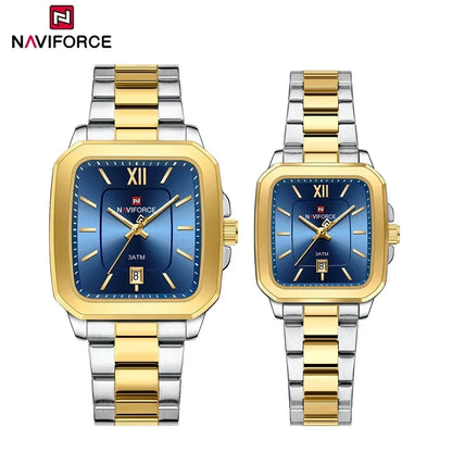 NAVIFORCE Casual Sport Watch for Lover Stainless Steel Band