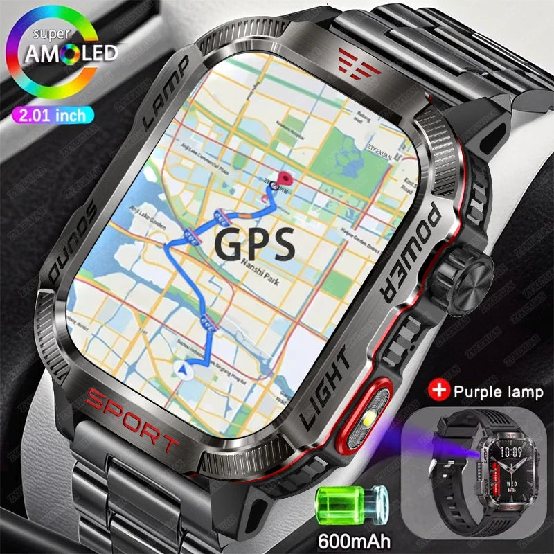 2024 New Military Outdoor Sport Smart Watch Men's 600 mAh Battery Waterproof GPS Track Call For Xiaomi Health Fitness Smartwatch