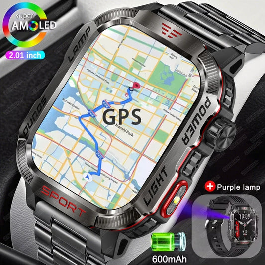 2024 New Military Outdoor Sport Smart Watch Men's 600 mAh Battery Waterproof GPS Track Call For Xiaomi Health Fitness Smartwatch