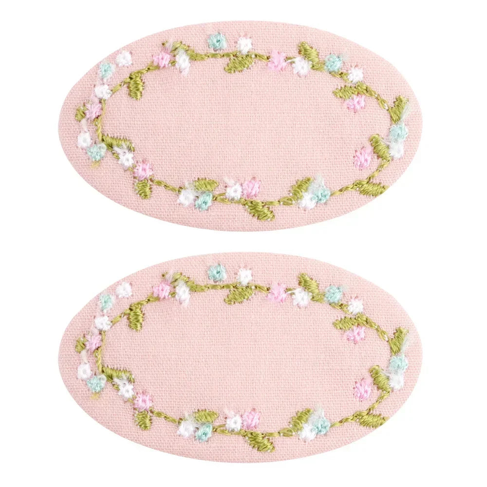 2Pcs/lot Korea Retro Hair Clips Sweet Girls Floral Fabric Oval BB Barrettes Cute Embroidery Flower Hairpin Kids Hair Accessories