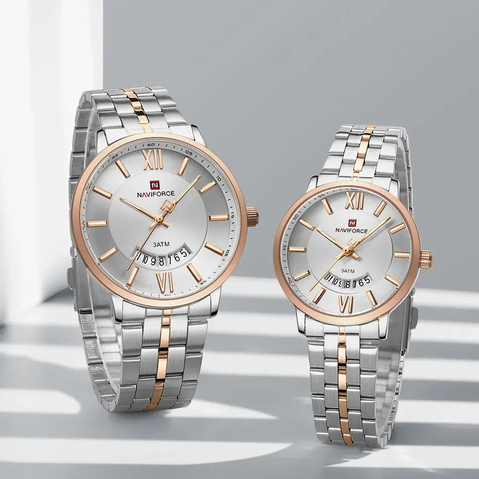 NAVIFORCE Luxury Couple Watch Fashion Stainless Steel Lover Watches..