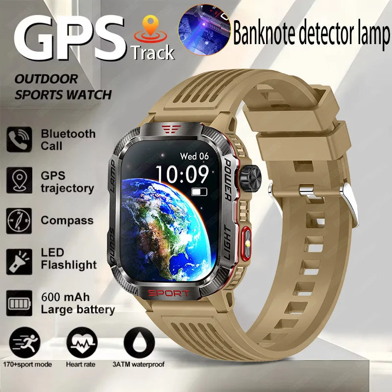 2024 New Military Outdoor Sport Smart Watch Men's 600 mAh Battery Waterproof GPS Track Call For Xiaomi Health Fitness Smartwatch