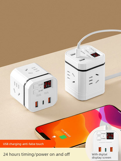 Panel USB Charging Timing Vertical Cube Socket