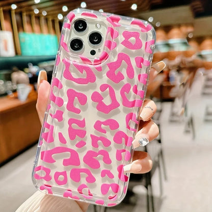 Rose Leopard Transparent Pattern Phone Case For iPhone 15 Pro Max