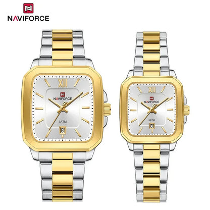 NAVIFORCE Casual Sport Watch for Lover Stainless Steel Band