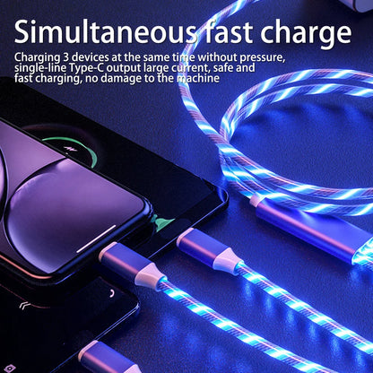 1.2M 3 IN 1 LED Glowing Phone Charger Cable