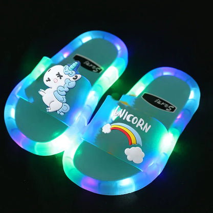 Children‘s Boys Girls Slippers Cartoon Unicorn Animals Prints