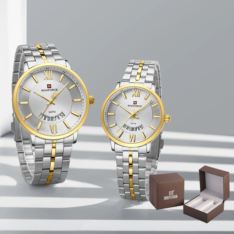 NAVIFORCE Luxury Couple Watch Fashion Stainless Steel Lover Watches..