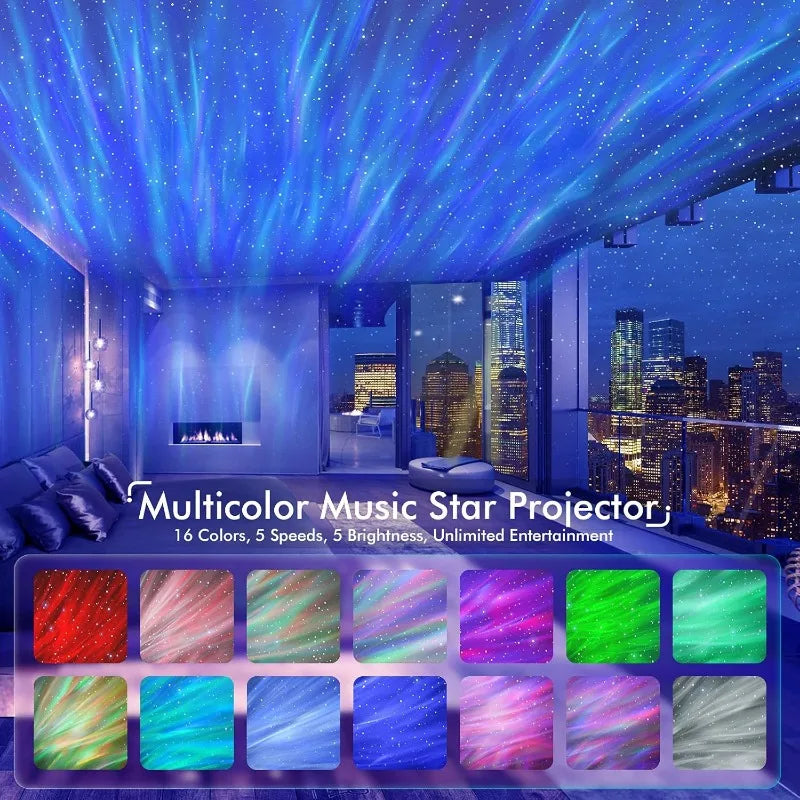 Star Projector, Galaxy Projector for Bedroom, LED Night Light Aurora Projector with Bluetooth Speaker