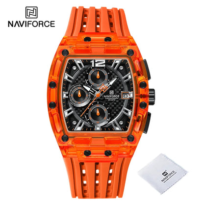 Men's Quartz Multifunction Watches Fashion Sports Chronograph 5ATM Waterproof Silicone Band Casual Man Wrist Watch