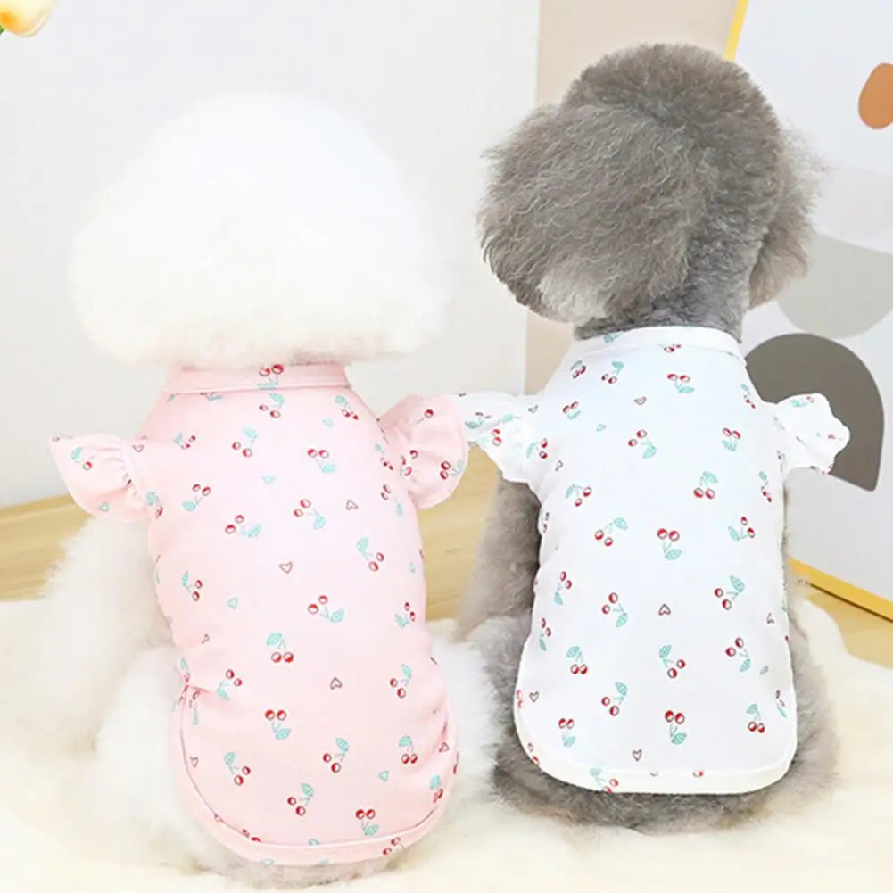 Dog Shirt Pet T-shirt Round Neck Lovely Printed Outfit Summer Puppy Two-legged Clothes Dog Clothing