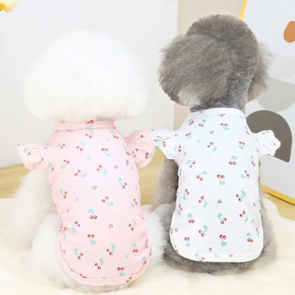 Dog Shirt Pet T-shirt Round Neck Lovely Printed Outfit Summer Puppy Two-legged Clothes Dog Clothing