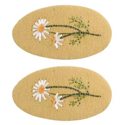 2Pcs/lot Korea Retro Hair Clips Sweet Girls Floral Fabric Oval BB Barrettes Cute Embroidery Flower Hairpin Kids Hair Accessories