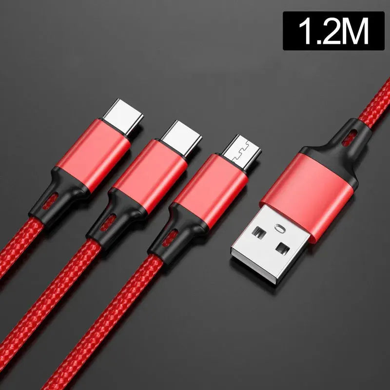 MVQF Multi Usb Port 3In1 Micro USB Type C Charger Cable