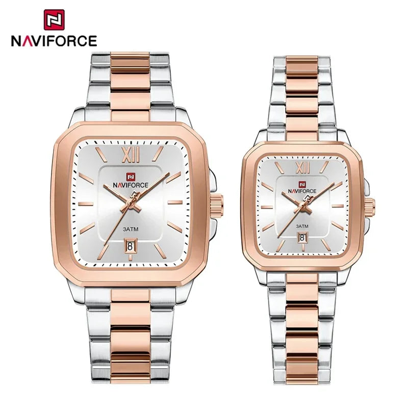 NAVIFORCE Casual Sport Watch for Lover Stainless Steel Band