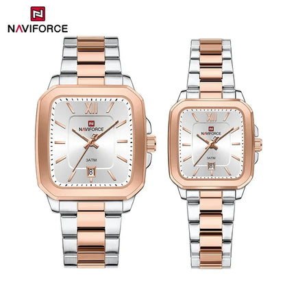 NAVIFORCE Casual Sport Watch for Lover Stainless Steel Band