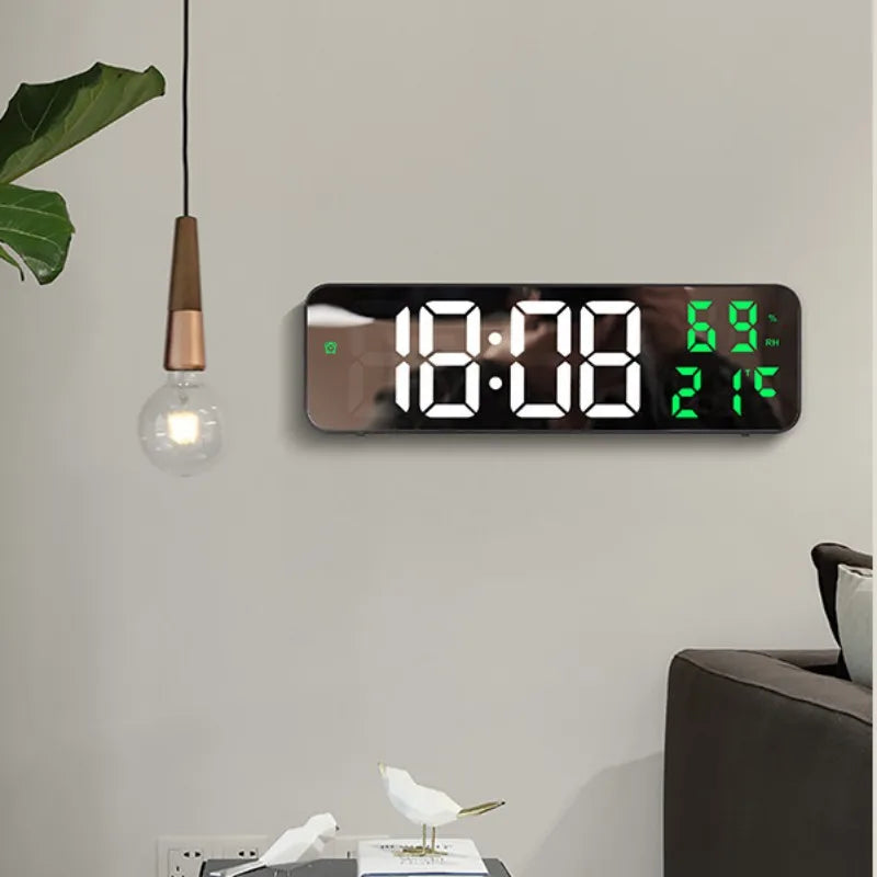 9 Inch Large Digital Wall Clock Temperature Humidity Night Mode Snooze clock