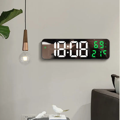 9 Inch Large Digital Wall Clock Temperature Humidity Night Mode Snooze clock