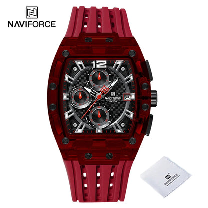 Men's Quartz Multifunction Watches Fashion Sports Chronograph 5ATM Waterproof Silicone Band Casual Man Wrist Watch