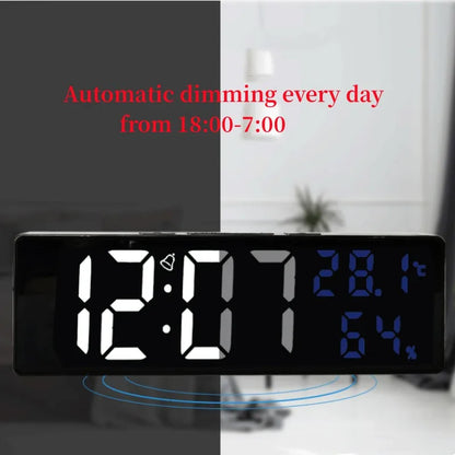 9 Inch Large Digital Wall Clock Temperature Humidity Night Mode Snooze clock