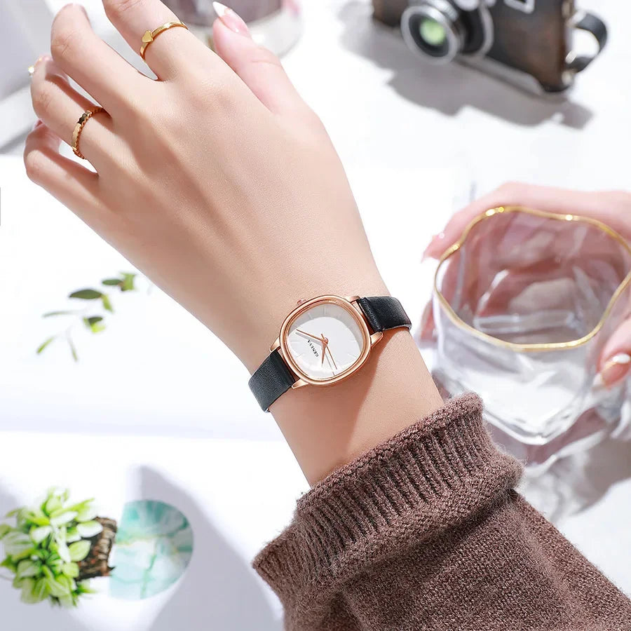 2024 New Casual Women's Watches Simple Quartz Wristwatches Leather Watches Students Clock Ladies Watch Gift Reloj Para Mujer