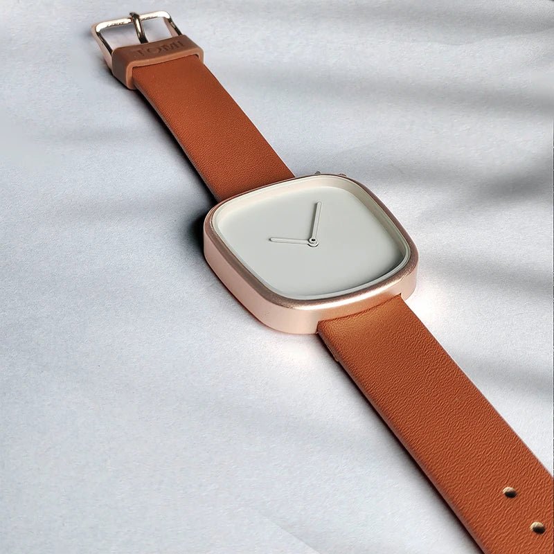 TOMI Watch Minimalist Men's Square Fashion Ultra thin Watch Minimalist Women's High Quality Elegant Quartz Watch Clock Gift