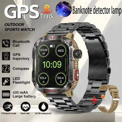 2024 New Military Outdoor Sport Smart Watch Men's 600 mAh Battery Waterproof GPS Track Call For Xiaomi Health Fitness Smartwatch