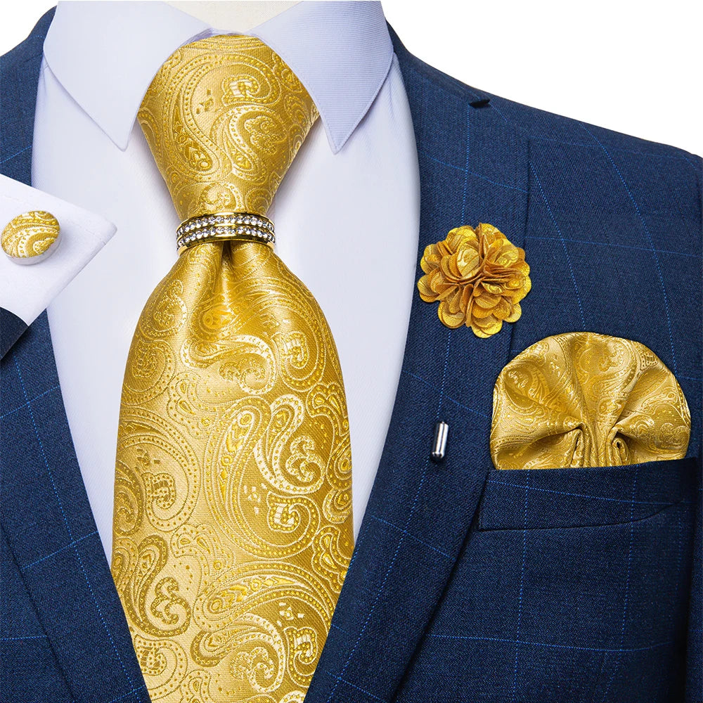 Men's Ties Handkerchief Cufflinks Metal Ring Brooch..