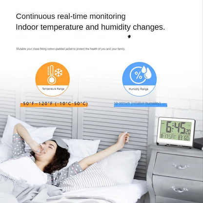 Atomic clock with indoor temperature and humidity..