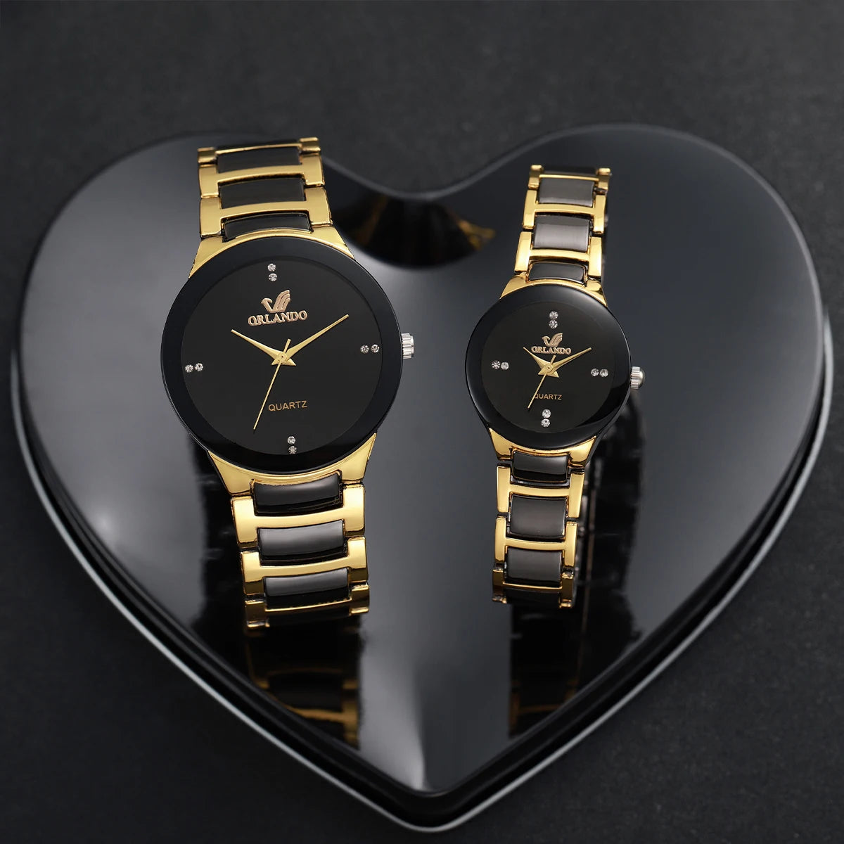 2PCS Couple's Watches Fashion Stainless Watch Set