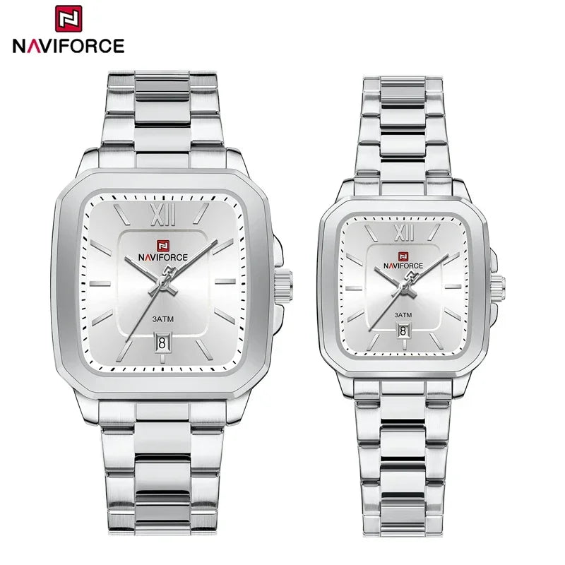 NAVIFORCE Casual Sport Watch for Lover Stainless Steel Band