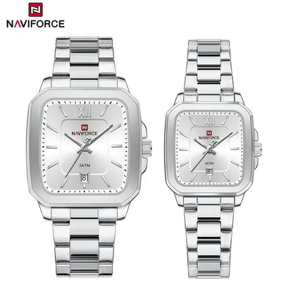 NAVIFORCE Casual Sport Watch for Lover Stainless Steel Band