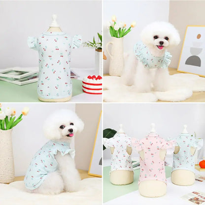 Dog Shirt Pet T-shirt Round Neck Lovely Printed Outfit Summer Puppy Two-legged Clothes Dog Clothing