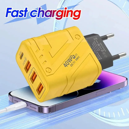 40W Fast Charging Power Station 3 USB & 1 PD Ports Efficient Charger