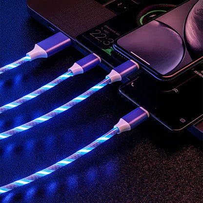 3 IN 1 Glowing LED Light Phone Charger Luminous USB Type C Cable