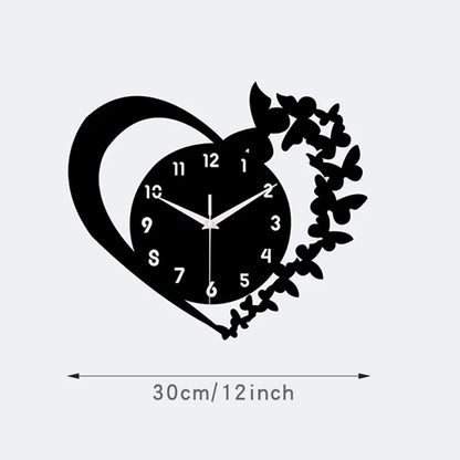 Heart shaped frameless design acrylic silent wall clock