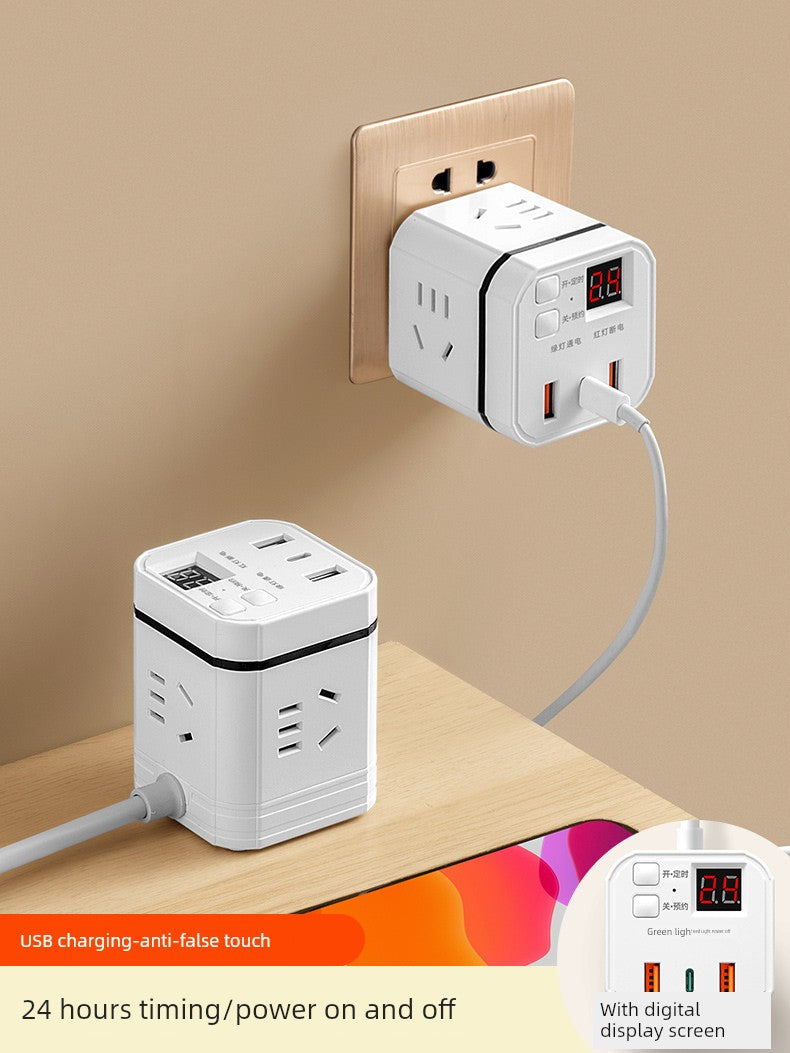 Panel USB Charging Timing Vertical Cube Socket