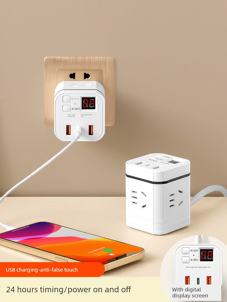 Panel USB Charging Timing Vertical Cube Socket