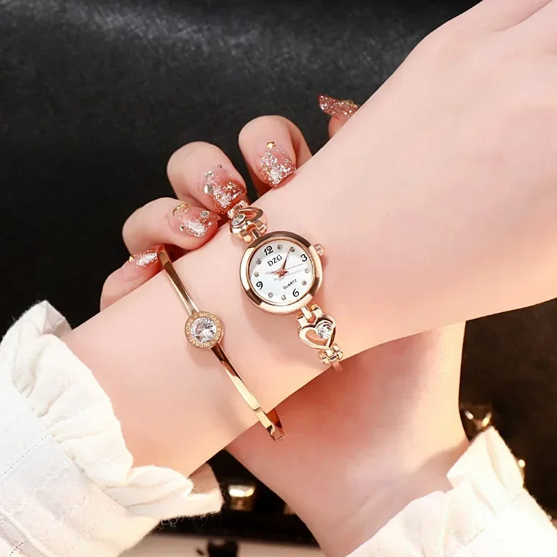 Fashion Women Heart Bracelet Watch Gold Quartz Watch for Women Wristwatch Casual Bracelet Watch Gifts Accessories Relógio Montre