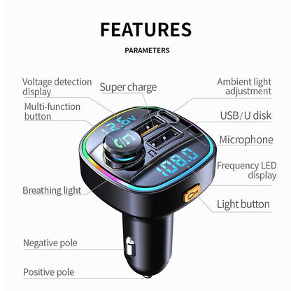 Bluetooth Handsfree Car Radio with Quick Charge Adapter