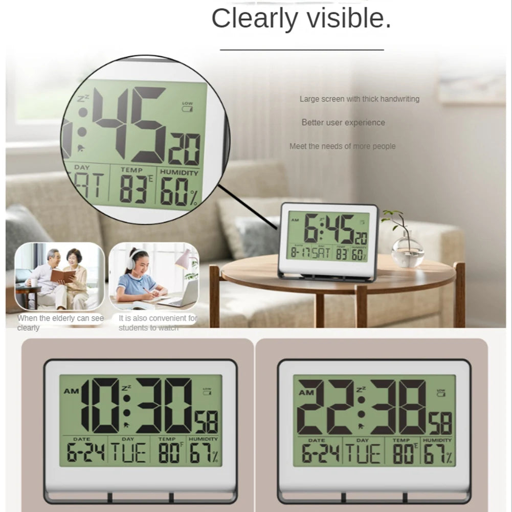 Atomic clock with indoor temperature and humidity..