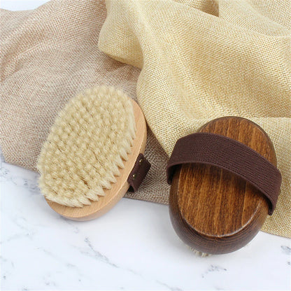 Natural Wood Bristle Bath Brush Soft Wet Dry Body SPA Massager Brush