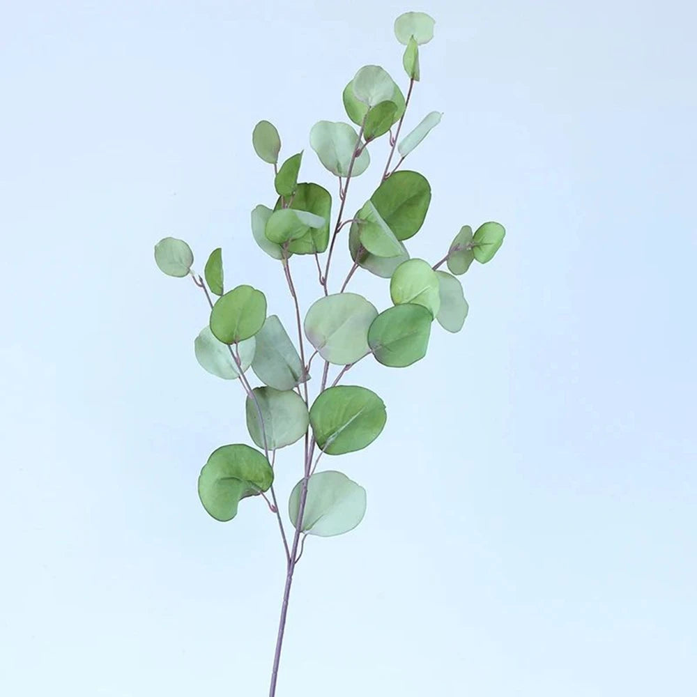 Artificial Plants Long Pole Eucalyptus Leaves Plants Money Leaf Wall Decor Wedding Shooting Prop Home Room Vases Table Diy Decor